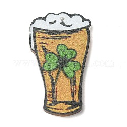 Undurchsichtig bedruckte Acrylanhänger zum St. Patrick's Day, Bier, 41x24x2 mm, Bohrung: 1.2 mm