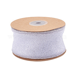 Nastro glitterato in poliestere scintillante da 10 metro, per accessori per l'abbigliamento, piatto, bianco, 2 pollice (50 mm)