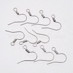 Iron Earring Hooks, Platinum Color, about 15mm long, hole: 2mm