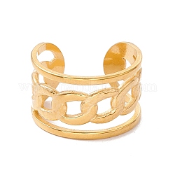 Ионное покрытие (ip) 304 цепочка из нержавеющей стали в форме открытого манжетного кольца, широкое полое кольцо для мужчин и женщин, золотые, размер США 8 3/4 (18.7 мм)