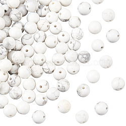 Olycraft 4 brins de perles de howlite naturelles brins, ronde, blanc, 6mm, Trou: 1mm, Environ 32 pcs/chapelet, 7.6 pouce