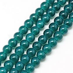 Chapelets de perles en verre peint, imitation opalite, ronde, dark cyan, 8mm, Trou: 1.3~1.6mm, Environ 100 pcs/chapelet, 31.4 pouce