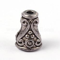 Tibetan Style Alloy Bead Cones, Apetalous, Lead Free & Cadmium Free, Antique Silver, 10x7mm, Hole: 2mm and 5mm