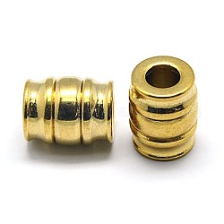 304 Stainless Steel Beads, Grooved Beads, Ion Plating (IP), Column, Golden, 12x15mm, Hole: 5.5mm