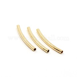Brass Curved Tube Beads, Light Gold, 25x3mm, Hole: 2mm