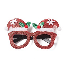 Weihnachtsbrillengestelle aus Kunststoff und Vliesstoff mit Glitzer, für Weihnachtsfeier-Kostümdekorationszubehör, Hut, 97x175x24 mm