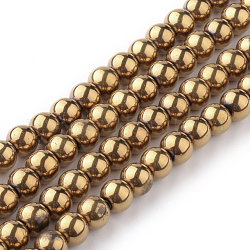 Round  Electroplate Glass Beads Strands, Golden Plated, 8mm, Hole: 1mm, about 40pcs/strand, 12.6 inch