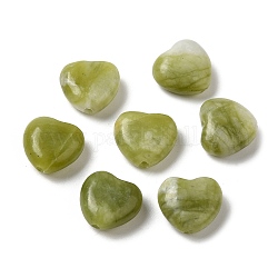 Jade xinyi naturel / perles de jade du sud chinois, cœur, 11~11.5x12x5~6mm, Trou: 1.4mm