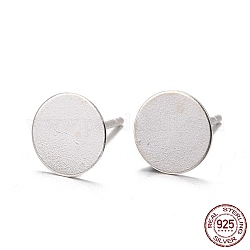 925 orecchino a bottone piatto in argento sterling, orecchini con 925 francobollo, argento, vassoio: 7mm, 11.5mm, ago :0.8mm