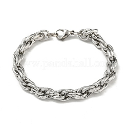 Bracelets avec chaîne de corde en 201 acier inoxydable, couleur inoxydable, 8-5/8 pouce (22 cm)