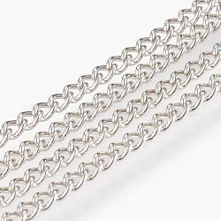 Iron Twisted Chains, Unwelded, with Spool, Platinum, 0.6x2x2.5mm, about 328.08 Feet(100m)/roll