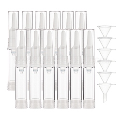 Botellas de plástico transparentes dewar, frascos de tubo de crema para ojos vacíos, con tolva de embudo de plástico transparente, Claro, 12x1.9 cm, capacidad: 10 ml, 12 pcs