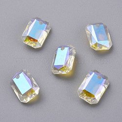 Colgantes de cristal de rhinestone, facetados, Rectángulo, brillo de cristal, 11.5x8x4.5mm, agujero: 1.4 mm