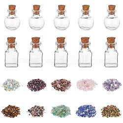 パンダホールエリートDIYウィッシングボトルメイキングキット  ガラス瓶と天然宝石チップビーズを含む  容器：26.5x14mm  ボトルネック：直径8mm  容量：2ml（0.06液量オンス）  10個/セット