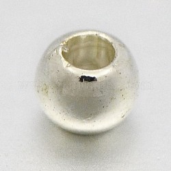 Perles séparateurs en laiton, ronde, couleur argentée, 2x2mm, Trou: 1mm