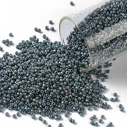 Cuentas de semillas redondas toho, Abalorios de la semilla japonés, (2635f) semi vidriado azul arcoiris turquesa, 15/0, 1.5mm, agujero: 0.7 mm, acerca 3000pcs / botella, 10 g / botella