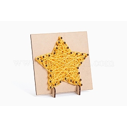 DIY String Art Kit Basteln für Kinder, inklusive Holzschablone und Wollgarn, Stern-Muster, 16x21x0.3 cm