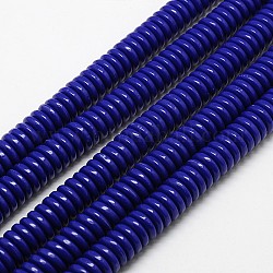 Abalorios de imitación de color ámbar heishi resina hebras, disco / plano y redondo, azul, 8x2mm, agujero: 2 mm, aproximamente 180~183 pcs / cadena, 15~15.5 pulgada