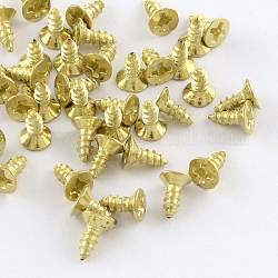 Fornituras de tornillos de hierro, dorado, 6x4mm, pin: 2 mm, aproximamente 4030 unidades / 500 g