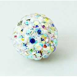 Perles de strass en argile polymère, Perles de boule pavé disco , Grade a, cristal ab, pp9 (1.5mm), 1.6mm, Trou: 6mm
