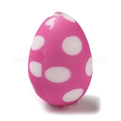 Cuentas focales de silicona de huevo de lunares de pascua, masticar cuentas para mordedores, diy collares de enfermería haciendo, color de rosa caliente, 19.5x13.5mm, agujero: 2.5 mm