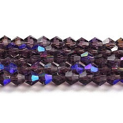 Transparentes perles de verre de galvanoplastie brins, de couleur plaquée ab , facette, Toupie, violette, 2mm, Environ 162~185 pcs/chapelet, 12.76~14.61 pouce (32.4~37.1 cm)