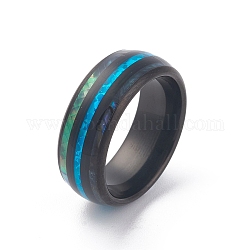 Ионное покрытие (ip) 304 манжетное кольцо из нержавеющей стали paua для женщин, открытые кольца с широкой полосой опала, красочный, 8 мм, внутренний диаметр: размер США 7 1/4 (17.5 мм)