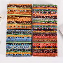 Quadratisch bedruckter Baumwoll-Leinen-Stoff, für Patchwork, Gewebe an Patchwork nähen, mit ethnischem Muster, Farbig, 24x24 cm