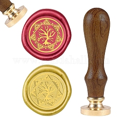DIY Wood Wax Seal Stamp, Tree Pattern, 83x22mm, Head: 7.5mm, Stamps: 25x14.5mm