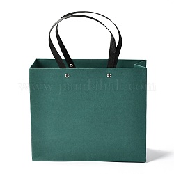 Sacs en papier rectangle, avec poignées en nylon, pour sacs-cadeaux et sacs à provisions, gris ardoise foncé, 24x0.4x20 cm