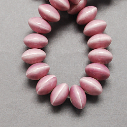 Perles en porcelaine manuelles, porcelaine émaillée lumineux, rondelle, rouge violet pâle, 12x7mm, Trou: 2mm