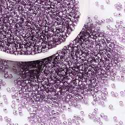 Perles de rocaille cylindriques, Argenté, trou rond, taille uniforme, violet foncé, 2x1.5mm, Trou: 0.8mm, environ 40000 pcs / sachet , environ 450 g /sachet 