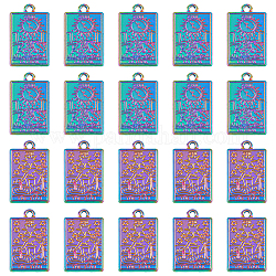 DICOSMETIC 20Pcs 2 Styles Tarot Card Charms Rack Plating Alloy Pendants Star and Luna Charms Rainbow Rectangle Charms Pendants Tarot Card Pendant for DIY Bracelet Earrings Necklace, Hole: 1.8mm