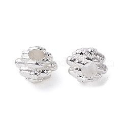 Alloy Spacer Beads, Long-Lasting Plated, Flower Shape, Silver, 4x3mm, Hole: 1.6mm