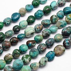 Naturelles chrysocolla perles brins, pierre roulée, pépites, 11~14x10~11mm, Trou: 1mm, environ 15.74 pouce