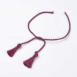 Fabrication de bracelet tressé en polyester, avec panicule, support violet rouge, 10-7/8 pouce (275 mm), 2mm, trou: 2 mm, glands: 23x6mm