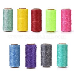 Cordón de poliéster encerado, cordón de micro macramé, hilo de coser encerado, piso, color mezclado, 0.8mm, alrededor de 284.33 yarda (260 m) / rollo