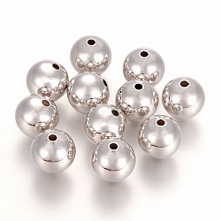 Messing Perlen, Runde, Nickelfrei, Echt platiniert, 10 mm, Bohrung: 1.8 mm, über 1pcs / g