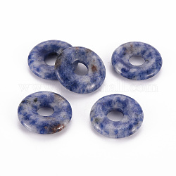 Natürlicher Jaspisanhänger mit blauem Fleck, Donut / Pi-Scheibe, 18x4.5~5.5 mm, Bohrung: 5.5 mm