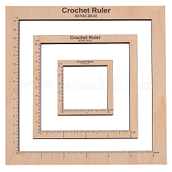 Righello per uncinetto con cornice quadrata in legno, grano, 63.5~185x63.5~185x5mm, 3 pc / set