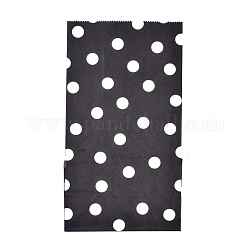 Polka Dot Pattern Eco-Friendly Kraft Paper Bags, Gift Bags, Shopping Bags, Rectangle, Black, 24x13x8cm