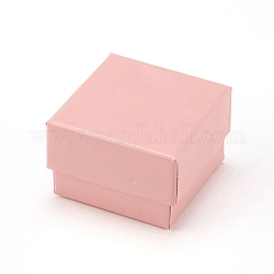 Pappschmuck Ohrringboxen, mit schwarzem Schwamm, für Schmuck Geschenkverpackung, rosa, 5x5x3.4 cm