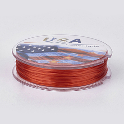 Cuerda de cristal elástica plana, Hilo de cuentas elástico, para hacer la pulsera elástica, rojo, 0.4mm, alrededor de 16.4 yarda (15 m) / rollo