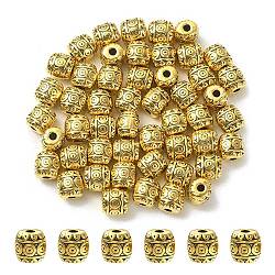 Perles en alliage de style tibétain, sans plomb et sans cadmium, baril, Or antique, 6x6mm, Trou: 1.6mm