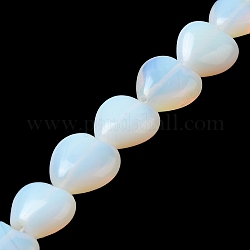 Chapelets de perles d'opalite, cœur, 15x16x7.5mm, Trou: 1mm, Environ 12 pcs/chapelet, 6.97''~7.09'' (17.7~18 cm)