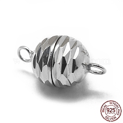 Cierres magnéticos de plata de primera ley con baño de rodio., con 925 sello, redondo, Platino, 925mm, agujero: 14.5x8 mm