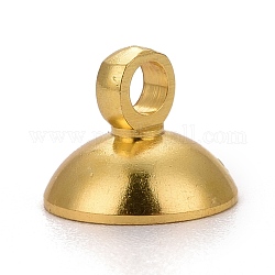 Alu-Perlenkappe Anhänger Kautionen, für Globus Glas Bubble Cover Anhänger machen, Halbrund, golden, 8x6.5 mm, Bohrung: 2 mm