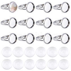SUNNYCLUE 40Pcs Ring Base Pad Adjustable Ring Blanks Bezel Trays fit 12mm Glass Cabochons for DIY Cabochon Rings Jewellery Making