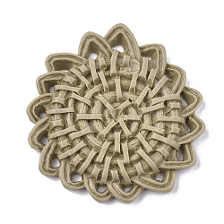 Colgantes de la resina, patrón de mimbre tejido de imitación, flor, camello, 43x45.5x4mm