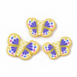 Handgemachter Ton-Cabochon, Schmetterling, Gelb, 13~15x19~21x2 mm